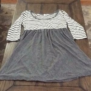 Heather grey & white striped t-shirt dress
